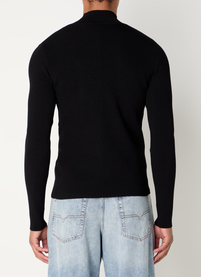 Diesel K-Zackary rib knitted turtleneck with logo and cut-out detail