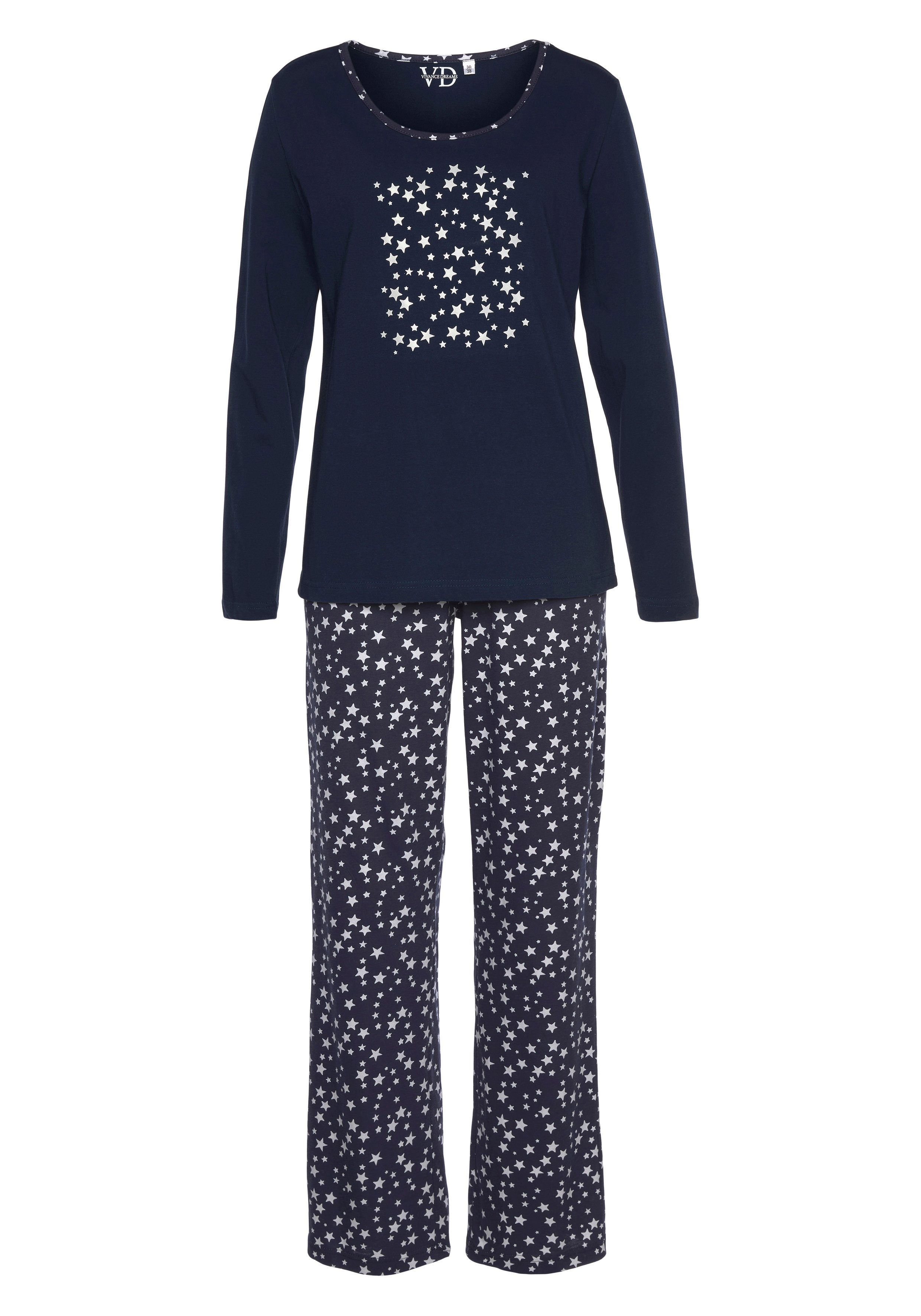 Vivance Dreams Pyjama (2 tlg., 1 Stück) mit Sternenprint
