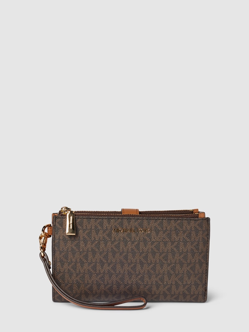 Portemonnaie mit Label-Print Modell 'JET SET' in mittelbraun