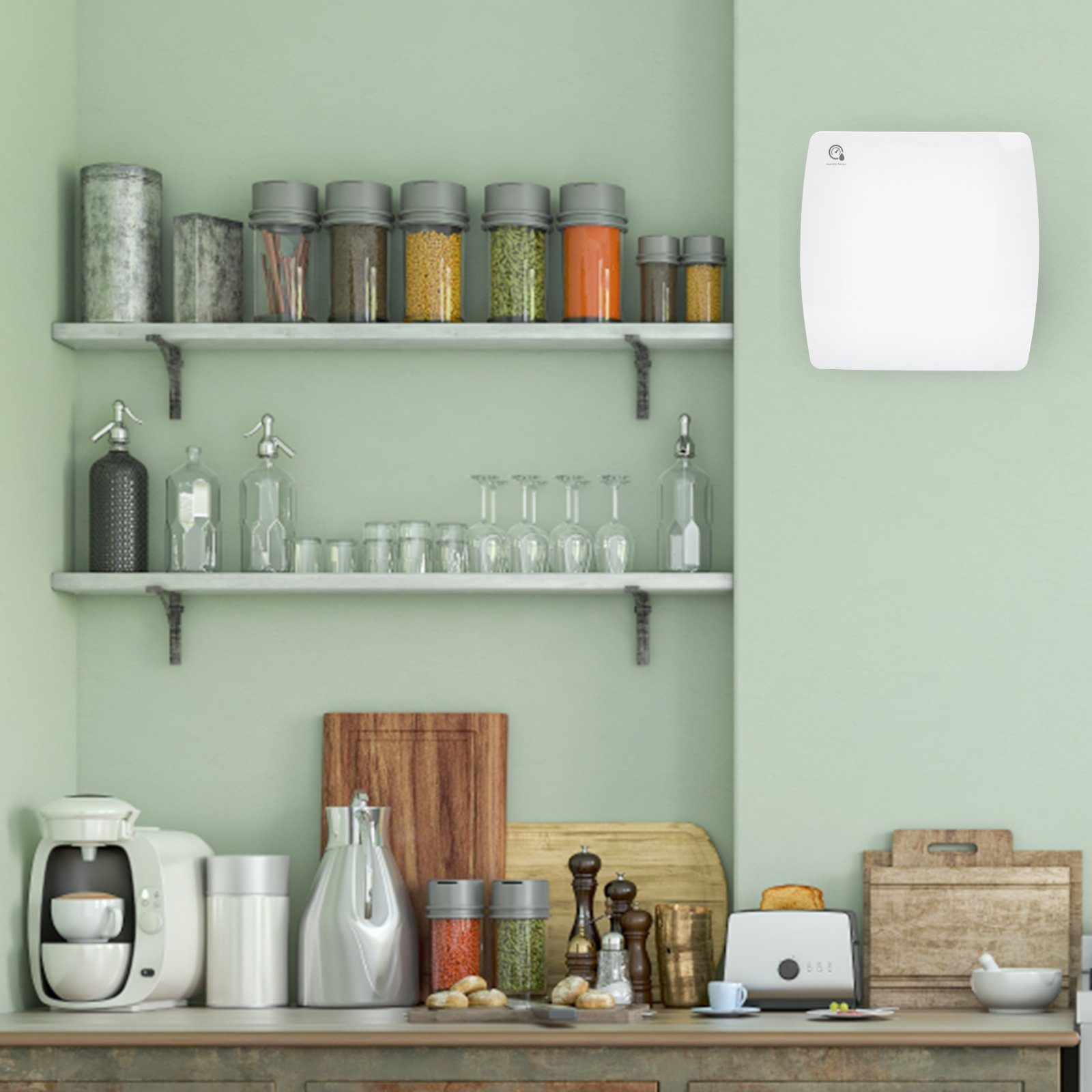 Lospitch Wandventilator Badlüfter mit Feuchtsensor und Nachlauf und Timer 10/15cm