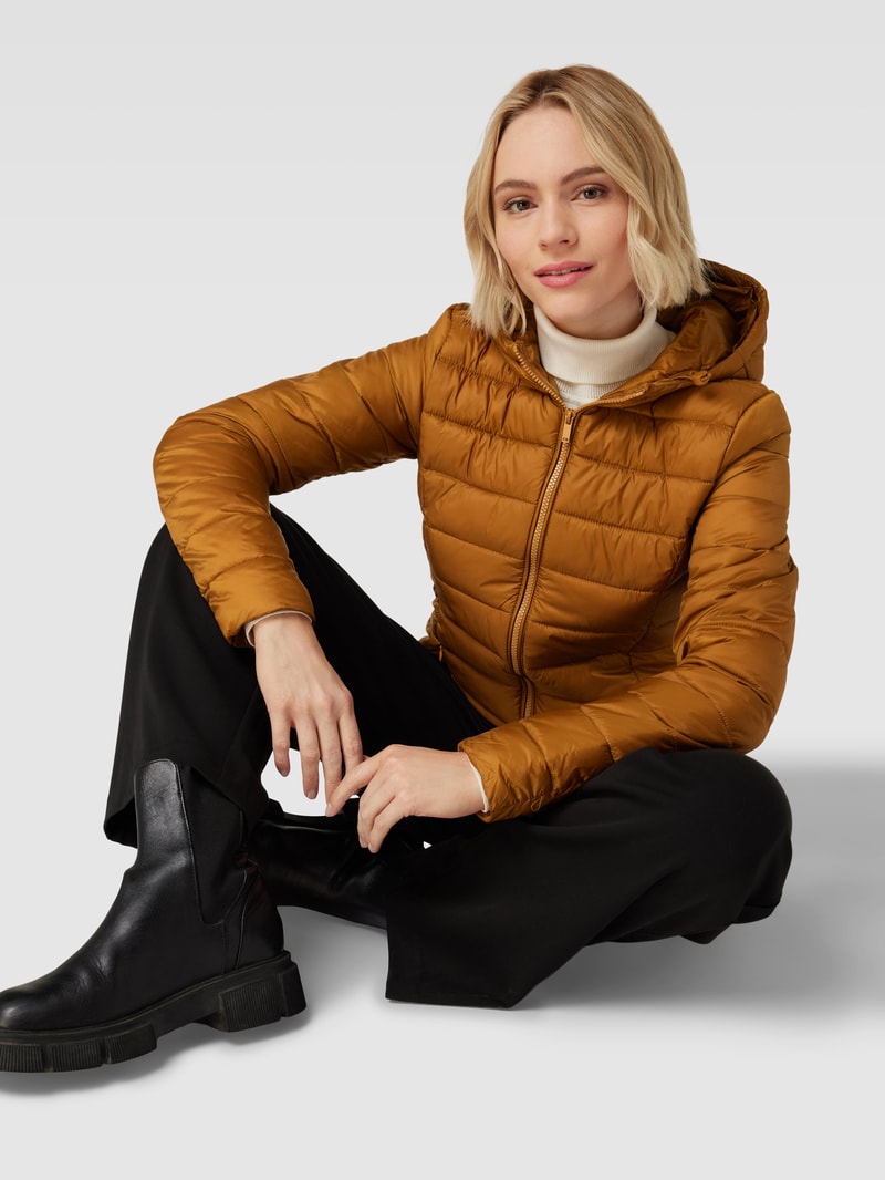 Steppjacke mit Kapuze in senfgelb