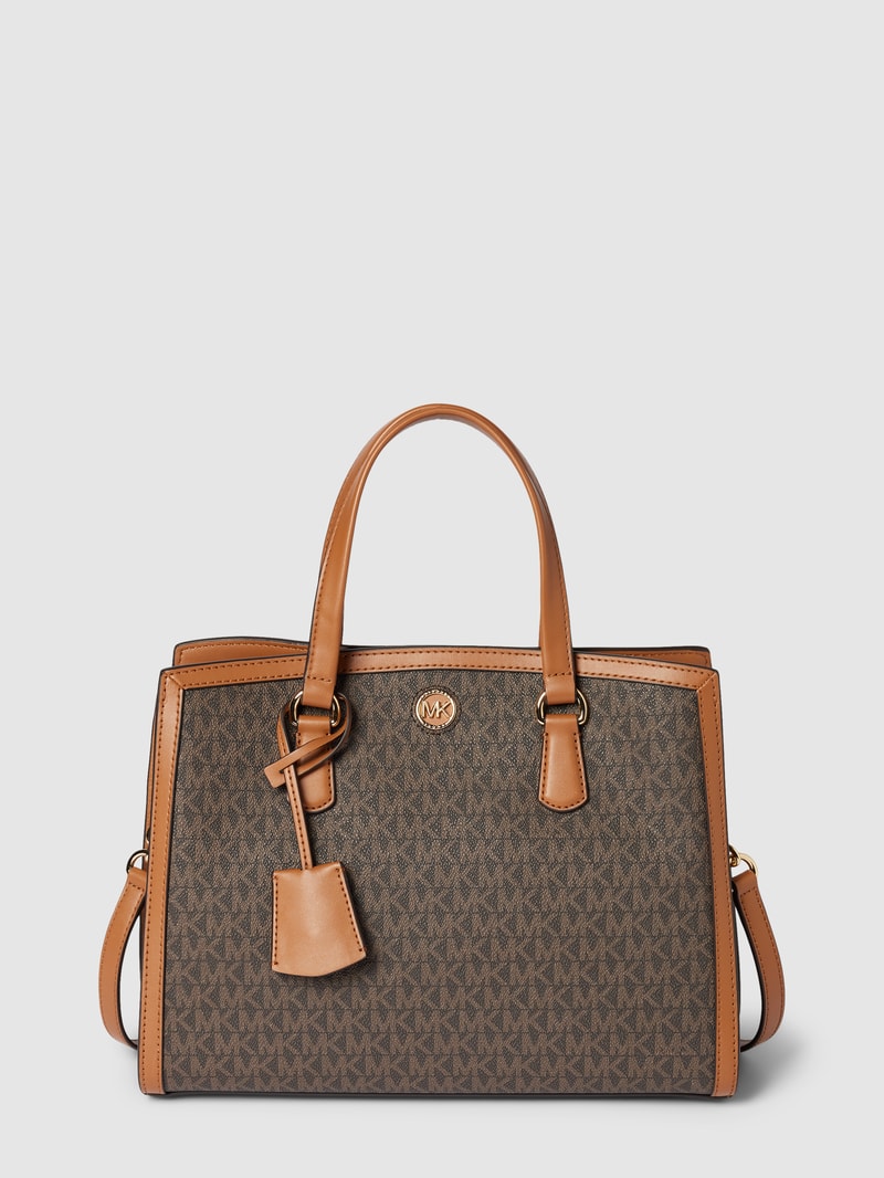 Handtasche in Two-Tone-Machart Modell 'CHANTAL' in mittelbraun