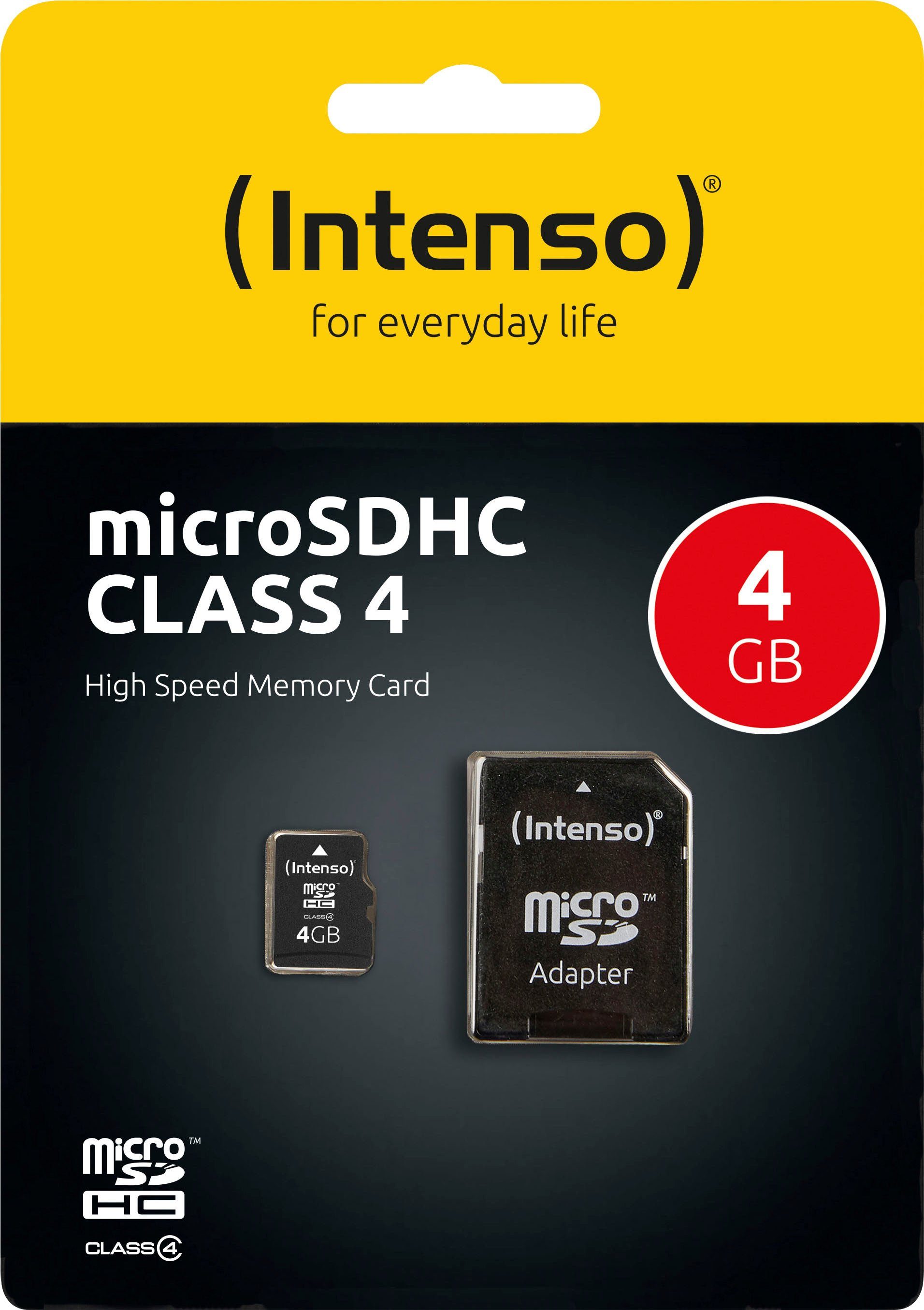 Intenso microSDHC Class 4 + SD-Adapter Speicherkarte (4 GB, Class 4)