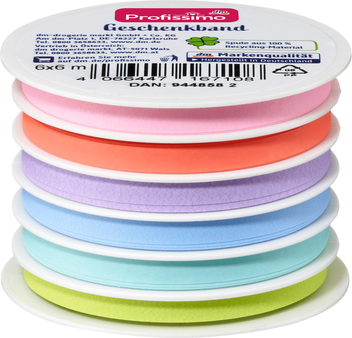 Ringelband Set 6 Farben, 20 m