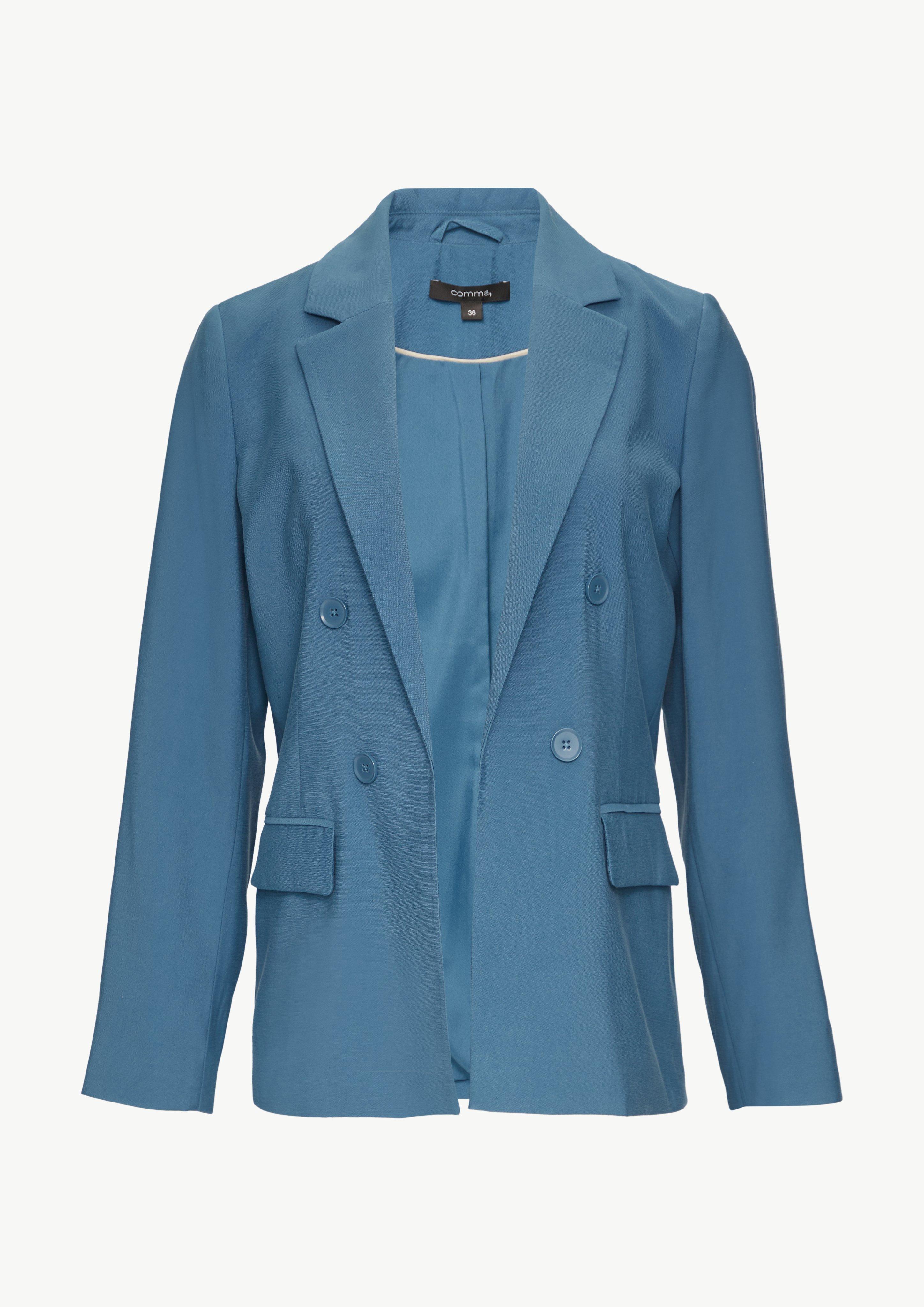 Offener Longblazer mit Piquestruktur - blau