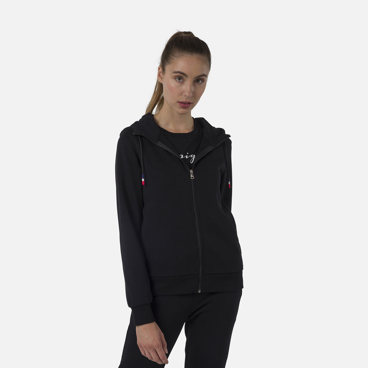 Logo Damensweatshirt mit Kapuze und durchgehendem Reißverschluss