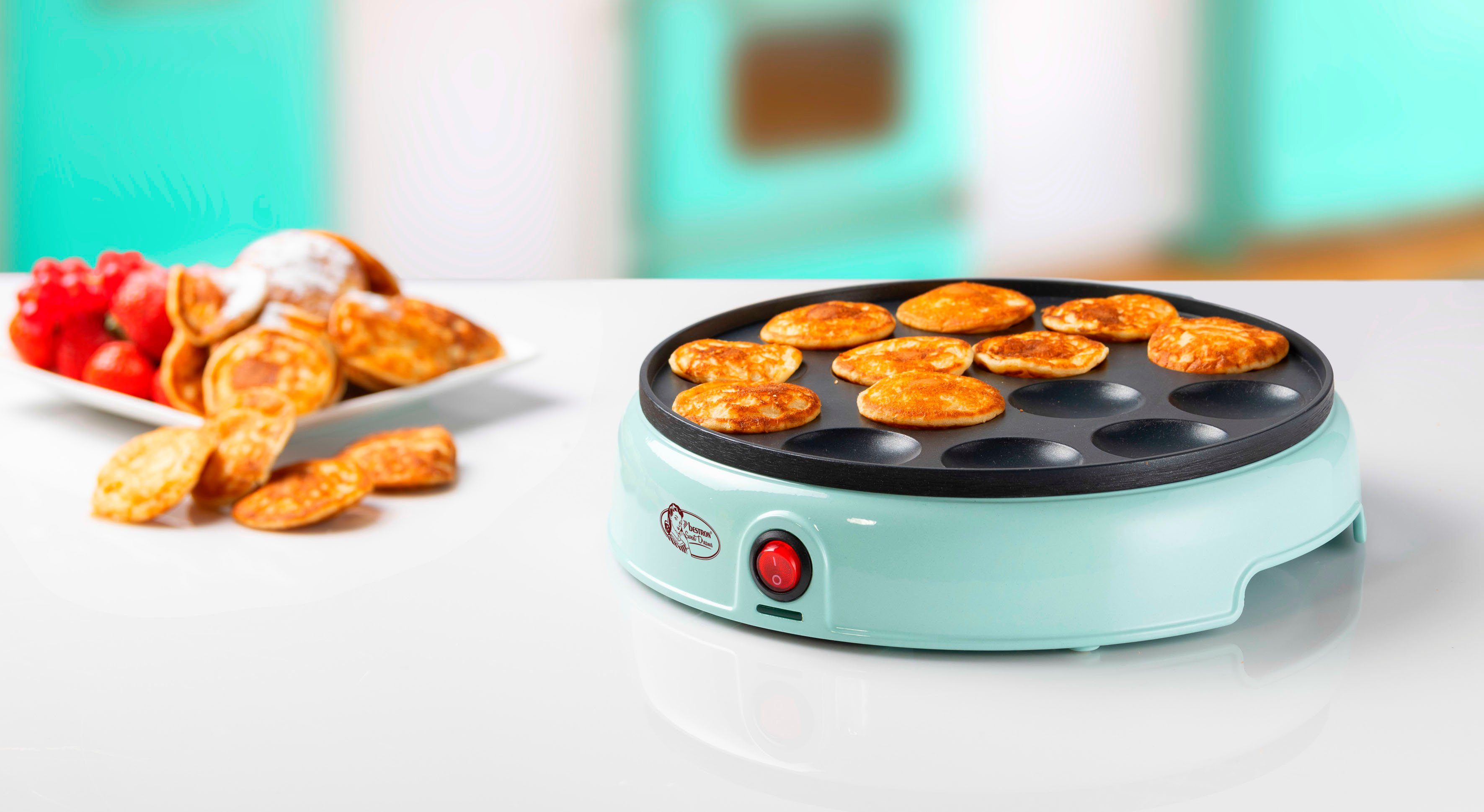 bestron Poffertjes-Maker APFM700SDM, 800 W, Retro Design, mit Antihaftbeschichtung