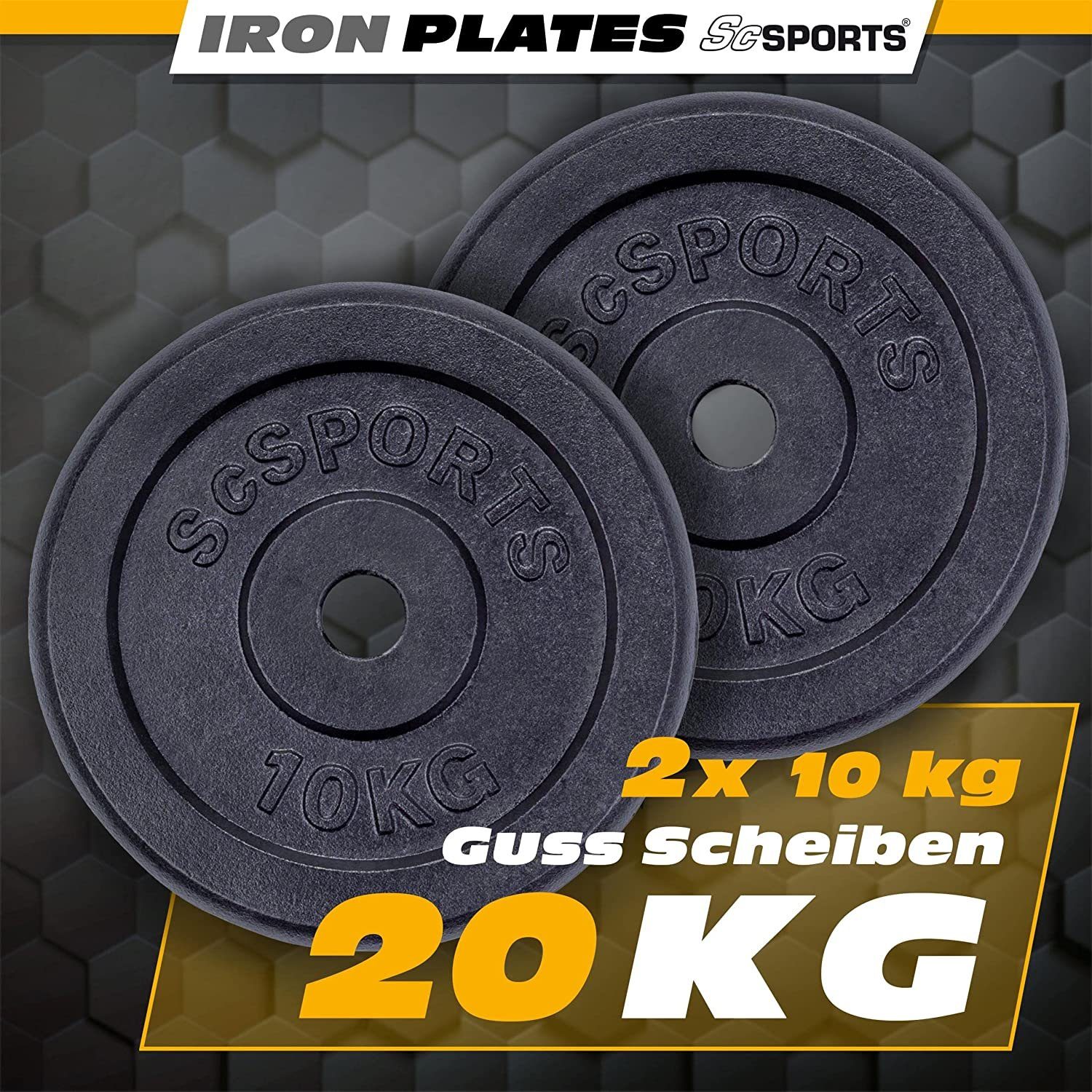 ScSPORTS® Hantelscheiben Set 20 kg 30/31mm Gusseisen Gewichtsscheiben Gewichte, (10002968-tlg)