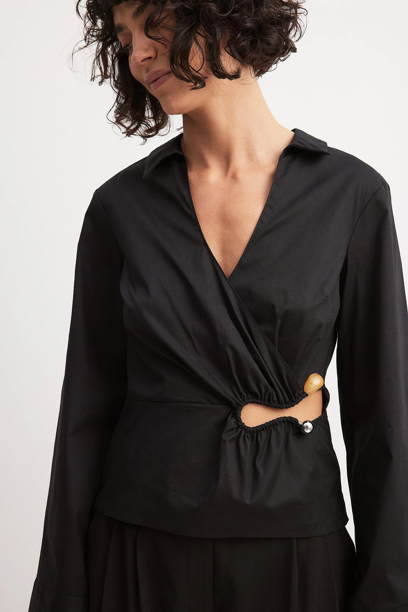 Cut Out Metal Detail Cotton Shirt