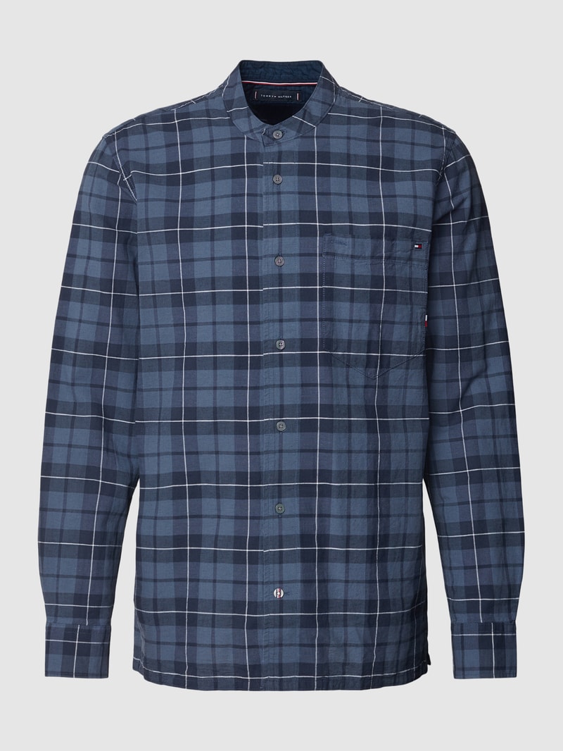 Regular Fit Freizeithemd mit Maokragen in ozean blau