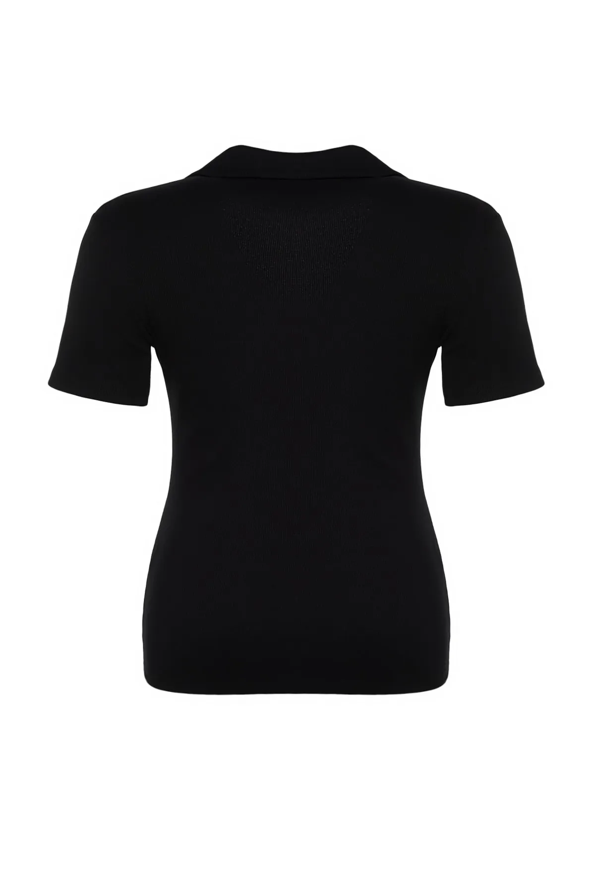 Trendyol Curve  Schwarze Fittili-Strickbluse mit Hemdkragen TBSSS22BZ0750