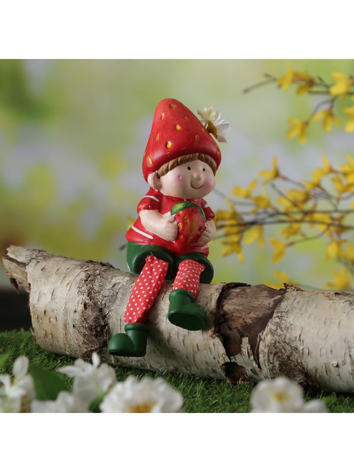 MARELIDA Kantenhocker Erdbeerjunge Fritz Gartenfigur H: 19cm in rot günstig kaufen onesize