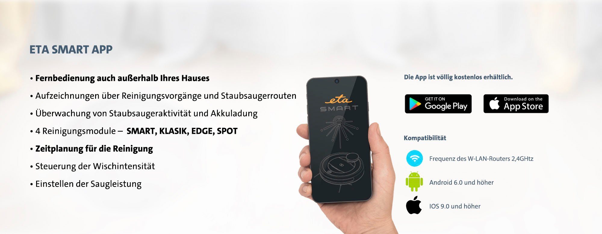 eta Nass-Trocken-Saugroboter Falco Smart ETA251590000, 35 W