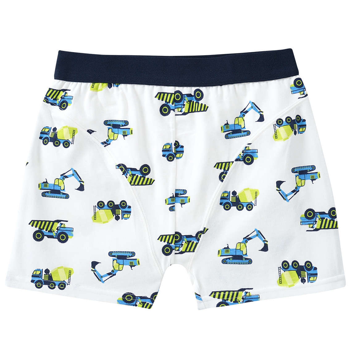 3 Jungen Boxer mit Baustellenfahrzeugen