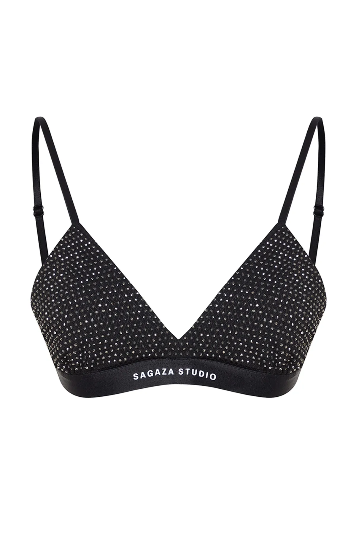 Trendyol Collection  X Sagaza Studio detailliertes Bustier aus schwarzem Stein und Netzstoff TCLSS23BS00001