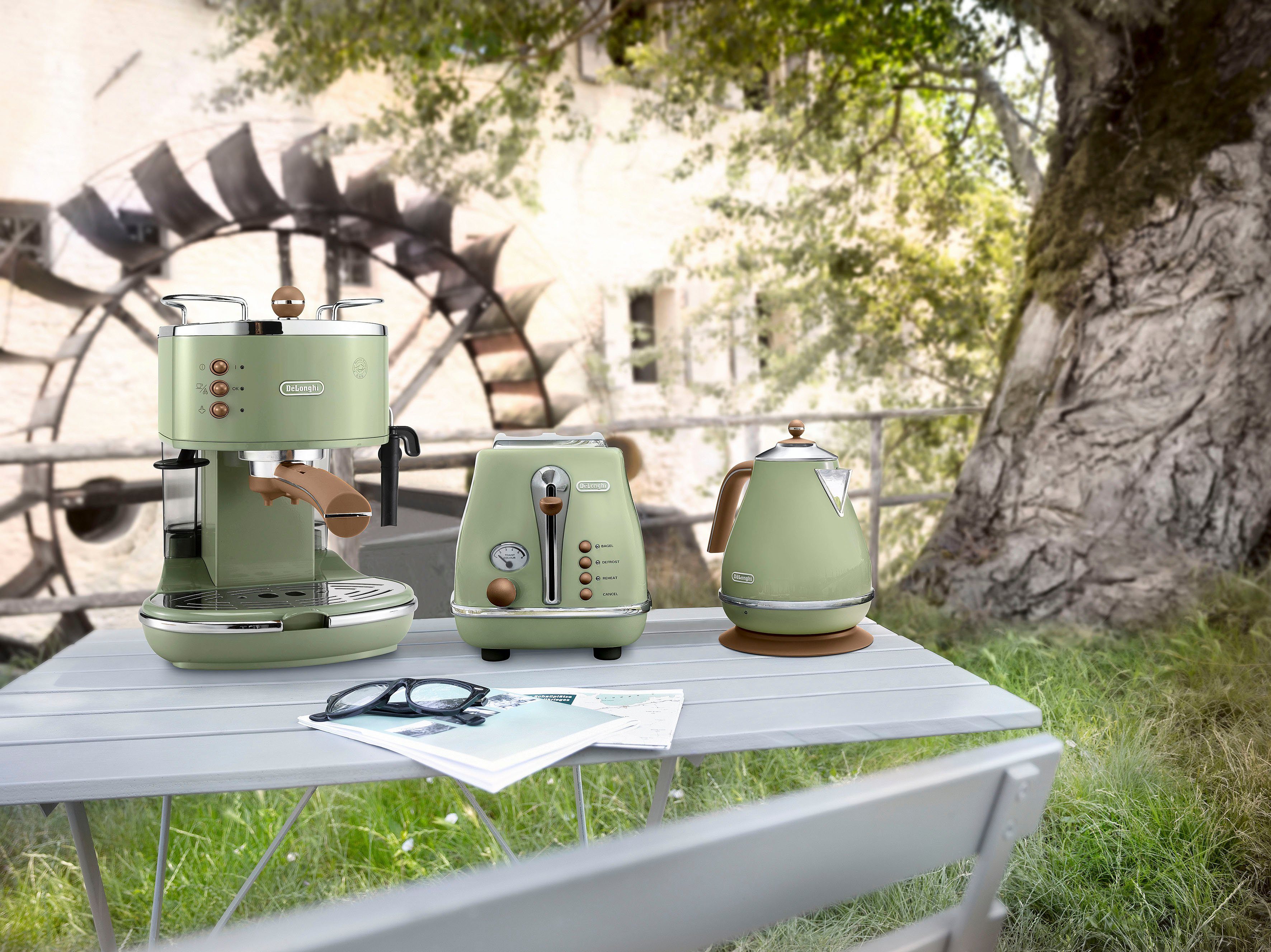 De'Longhi Siebträgermaschine Icona Vintage ECOV 311.GR, auch für Kaffeepads geeignet