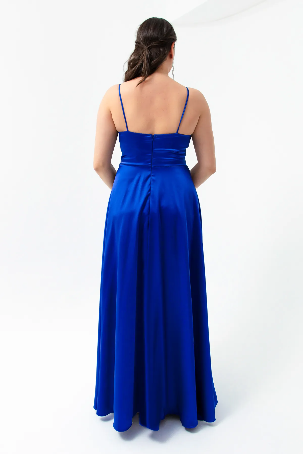 Lafaba  Damen-Abendkleid und Abschlusskleid aus Satin in Übergröße mit Saxophonfaden-Träger