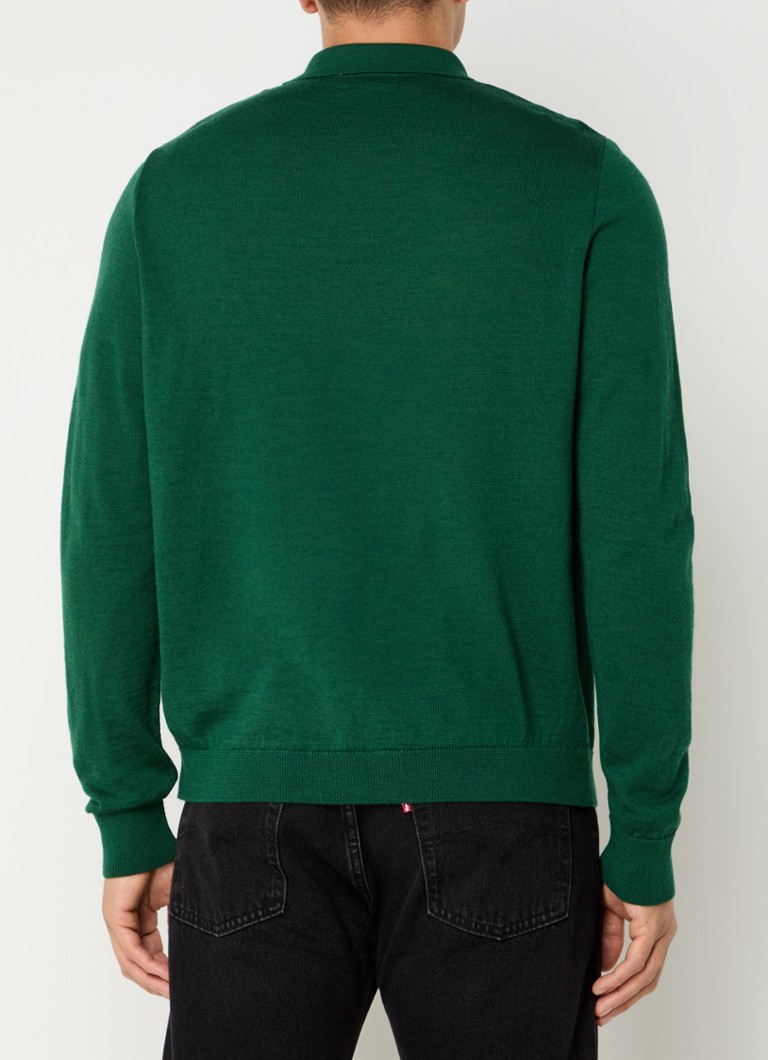 polo Forét en maille fine, coupe classique, mélange de laine mérinos, avec logo