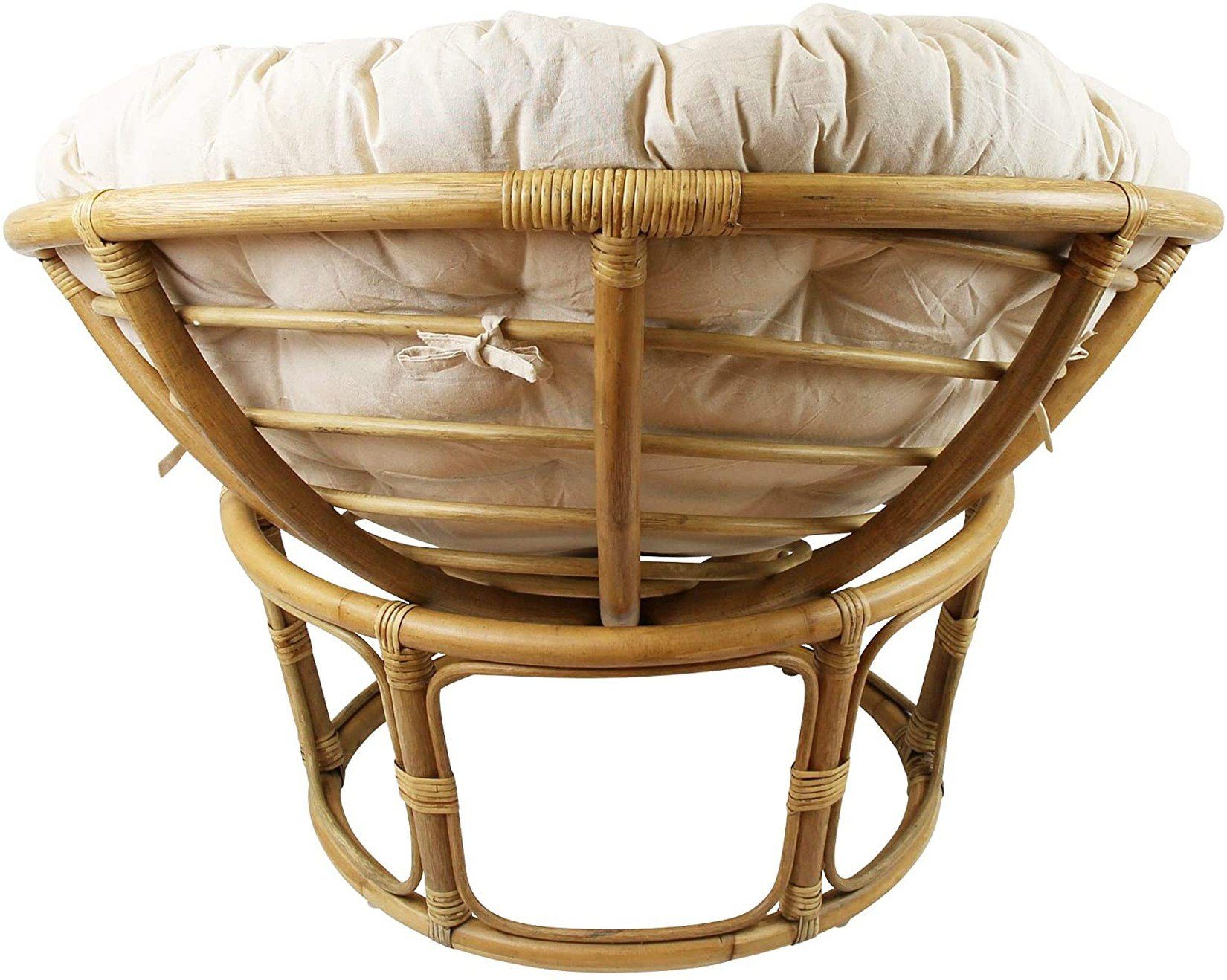 Dekoleidenschaft Relaxsessel Papasansessel aus Rattan, inkl. Kissen aus Baumwolle, beige, Korbsessel, Liegesessel, Clubsessel, Rattansessel