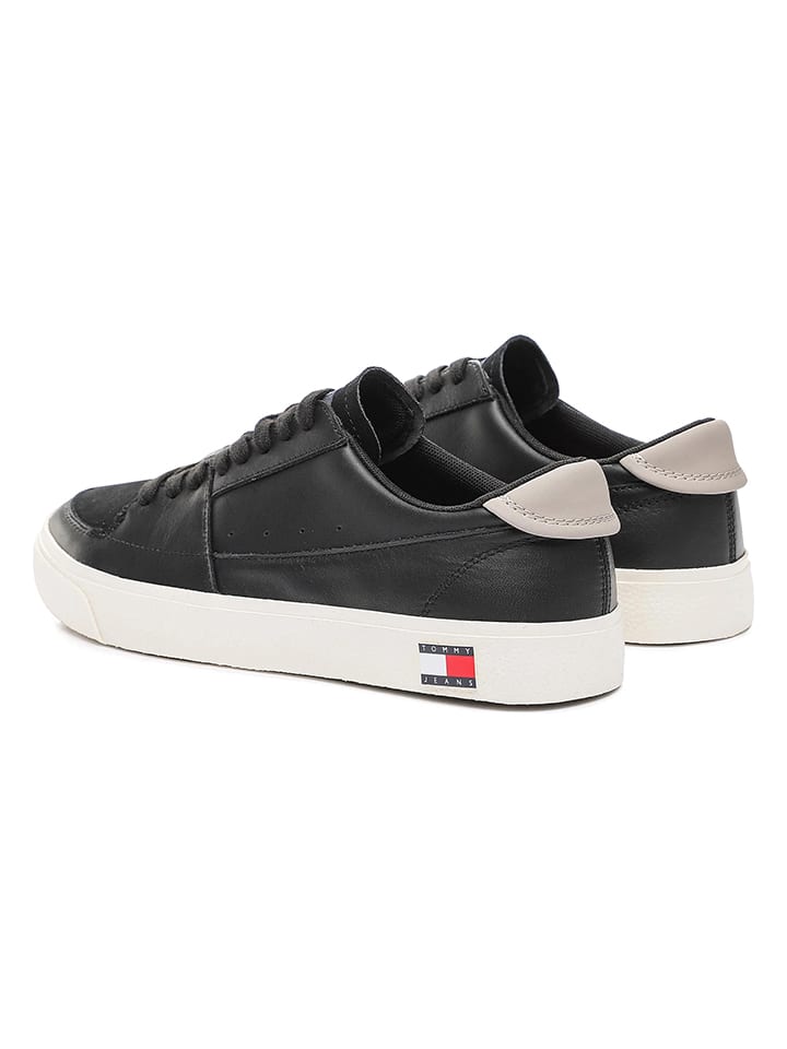 Tommy Hilfiger Shoes Leder-Sneakers in Schwarz/ Weiß günstig kaufen
