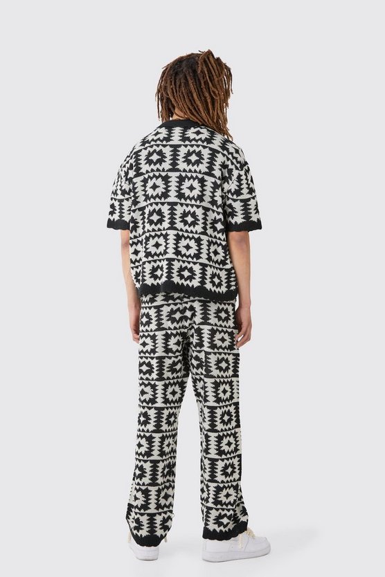 Kastiges gehäkeltes Poloshirt & Hose