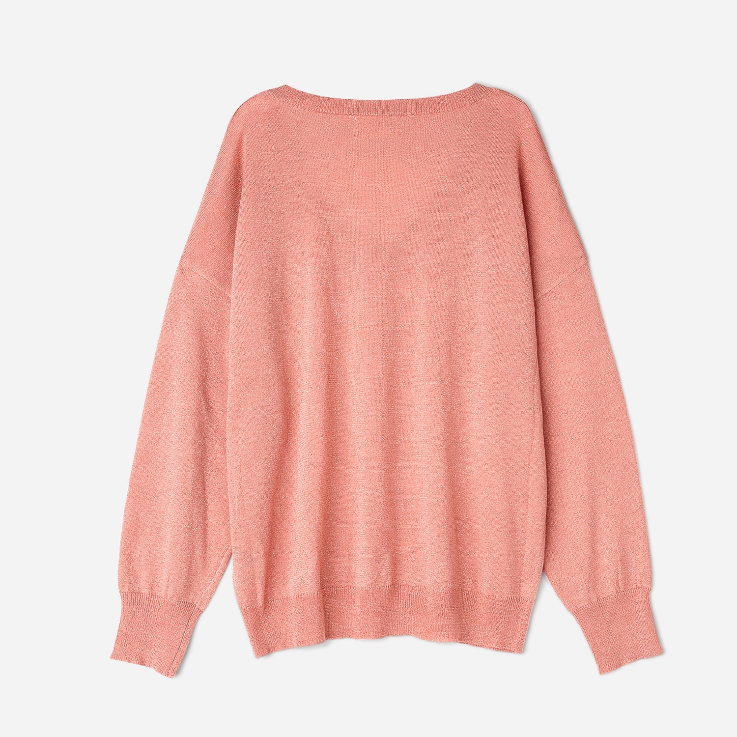 Pull TEXTO corail tricot pailleté doré