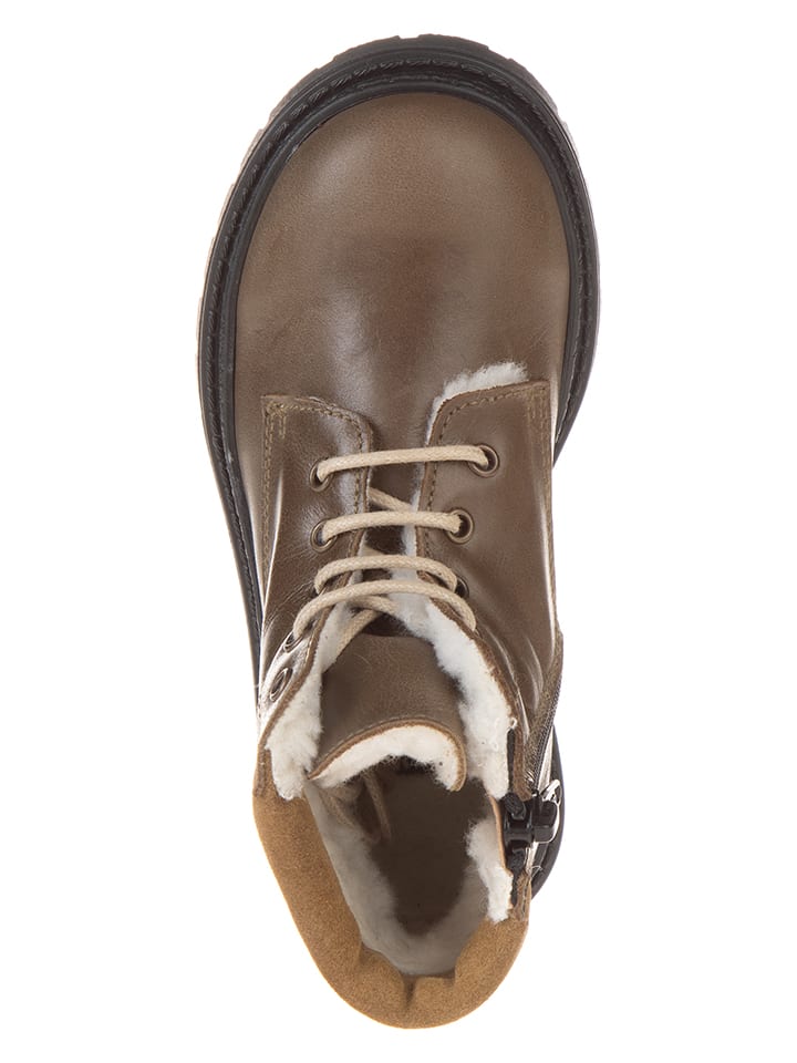 POM POM Leder-Winterboots in Khaki günstig kaufen