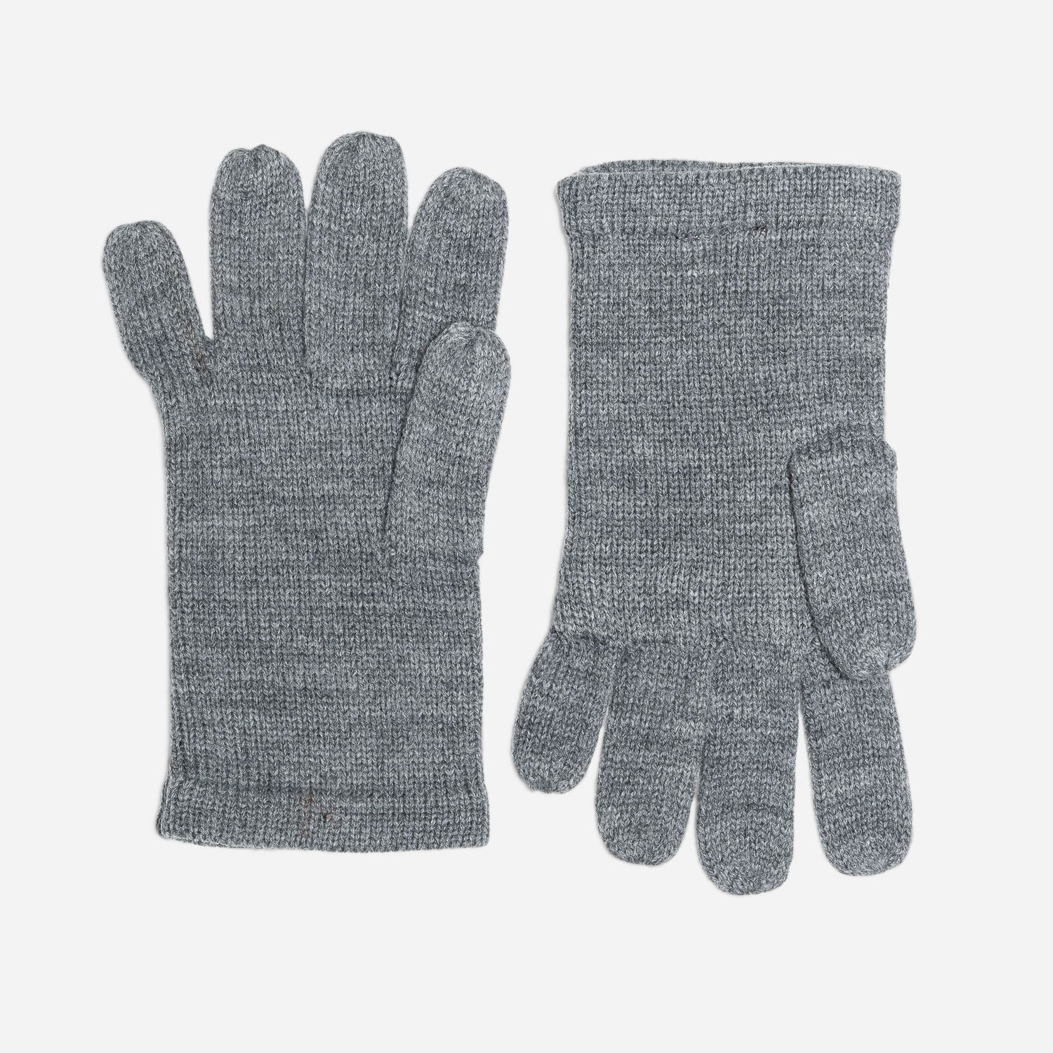 Gants gris tricot torsadé
