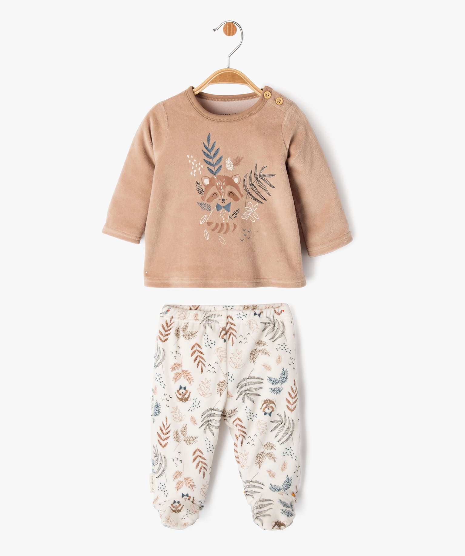 Pyjama 2 pièces avec motif raton laveur bébé - Petit Béguin marine | GEMO