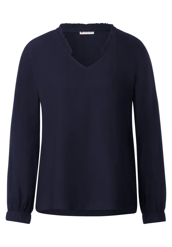 Street One Unifarbene Bluse mit Rüschen