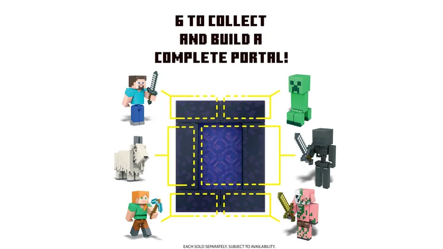 Minecraft Craft-A-Block Figuren aus dem Sortiment, authentischer Charakter aus dem Videospiel, 1 Stück, sortiert