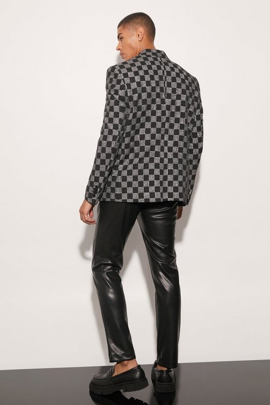 Kastiger Oversize Blazer mit Schachbrett-Print