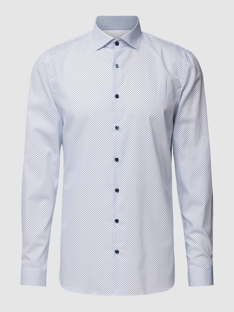 Super Slim Fit Business-Hemd mit Allover-Muster in bleu