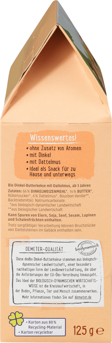 Kindersnack Butterkeks Dinkel ab 3 Jahren, demeter, 125 g