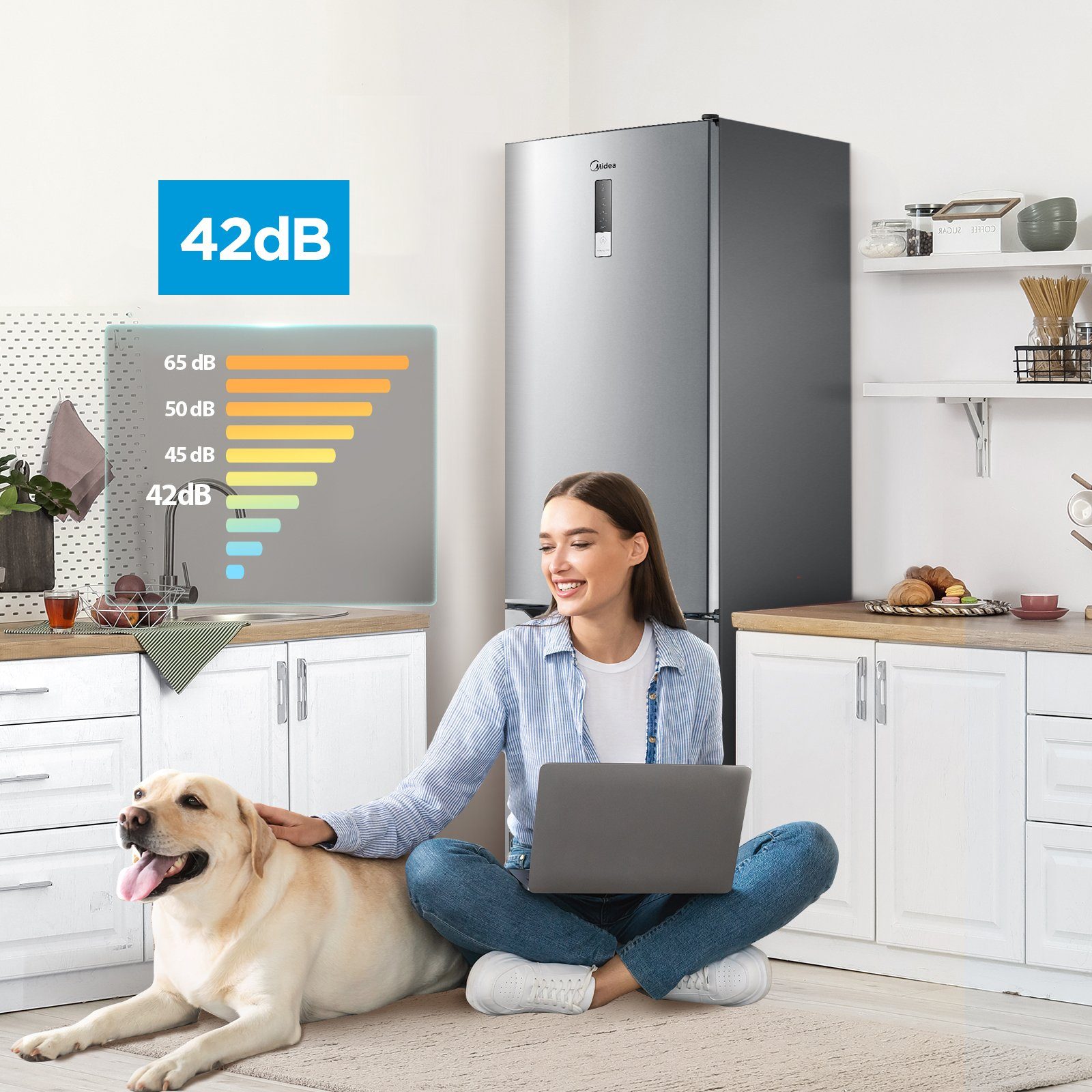 Midea Kühl-/Gefrierkombination MDRB424FGE02OA, 188 cm hoch, 59.5 cm breit