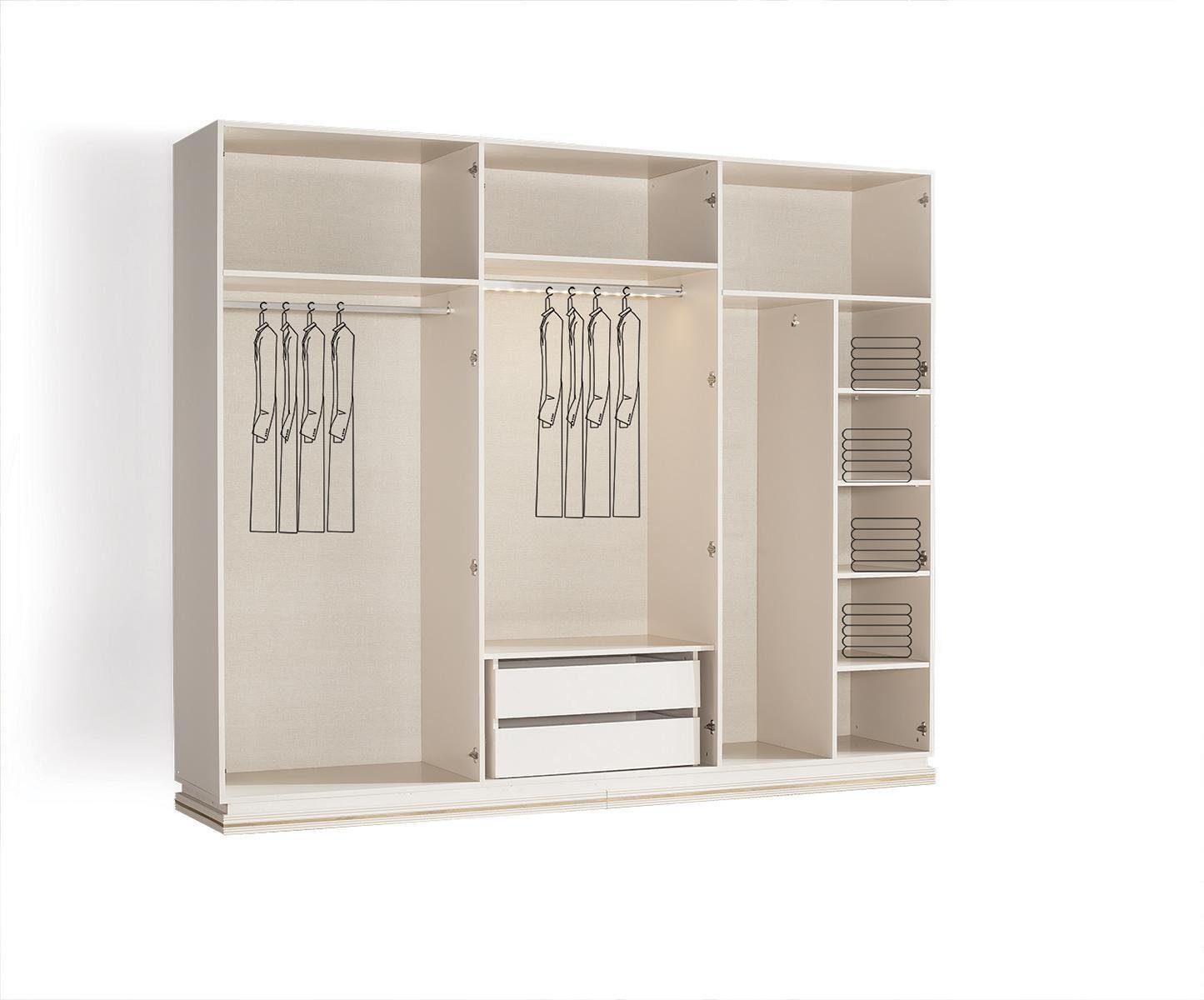 JVmoebel Schlafzimmer-Set Luxus Schlafzimmer Set Bett 2x Nachttische Kleiderschrank Design, (7-St., Bett, 2x Nachttisch, Kleiderschrank, Schminktisch, Spiegel, Hocker), Made in Europa