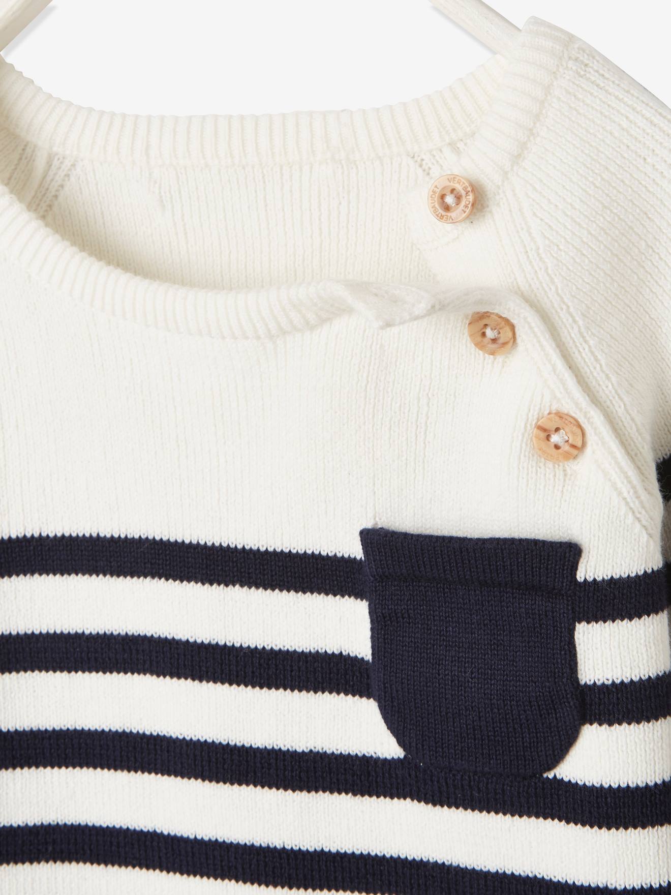 Pull marinière bébé caramel rayé