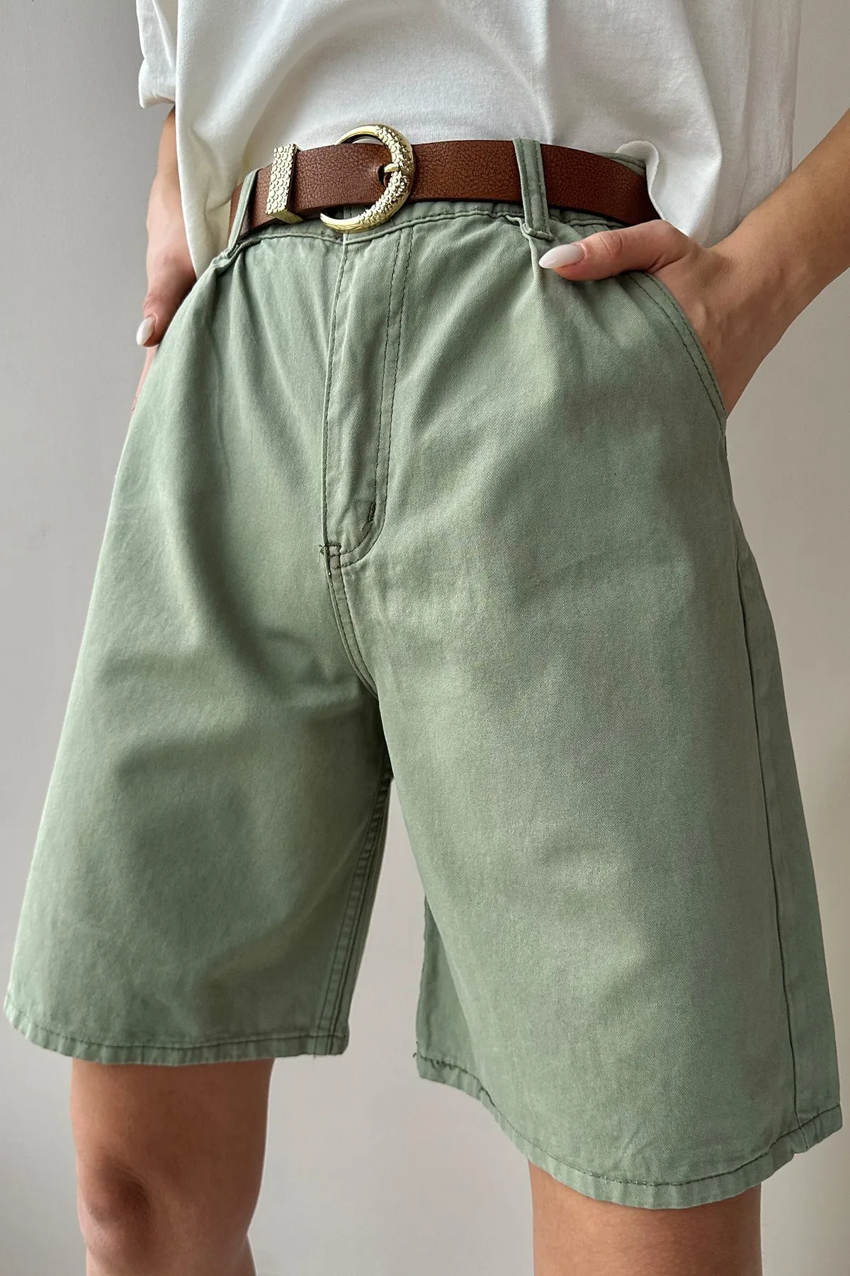 Trend Alaçatı Stili  Shorts - Grün - Hoher Bund