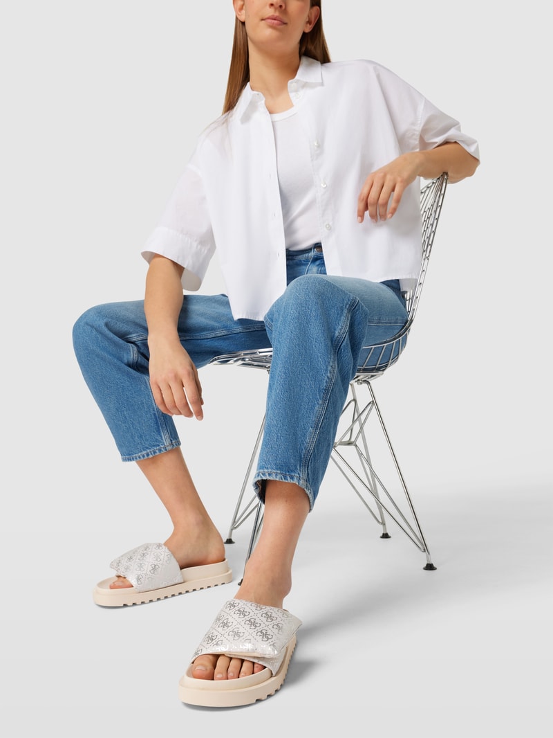 Pantoletten mit Label-Print Modell 'FABETZY' in offwhite