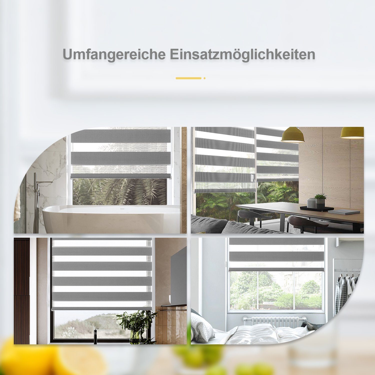 Doppelrollo ohne Bohren, Freihängend, i@home, Lichtschutz, mit Klemmträgern, verspannt, Klemmfix, Duo Rollo