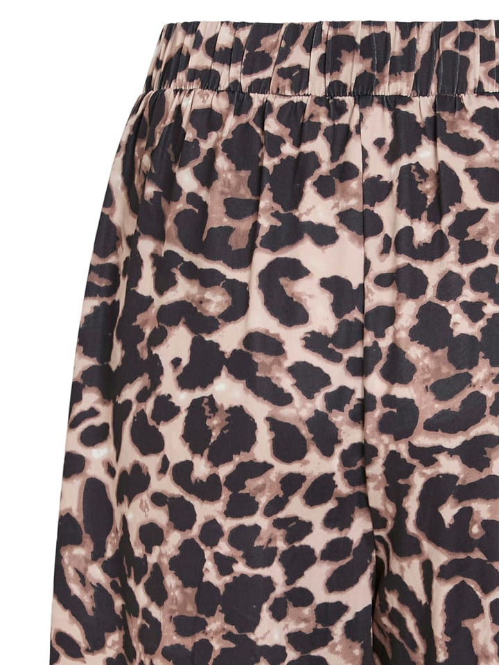 Vila Leopardenmuster Shorts mit elastischem Bund in Beige-Schwarz günstig kaufen
