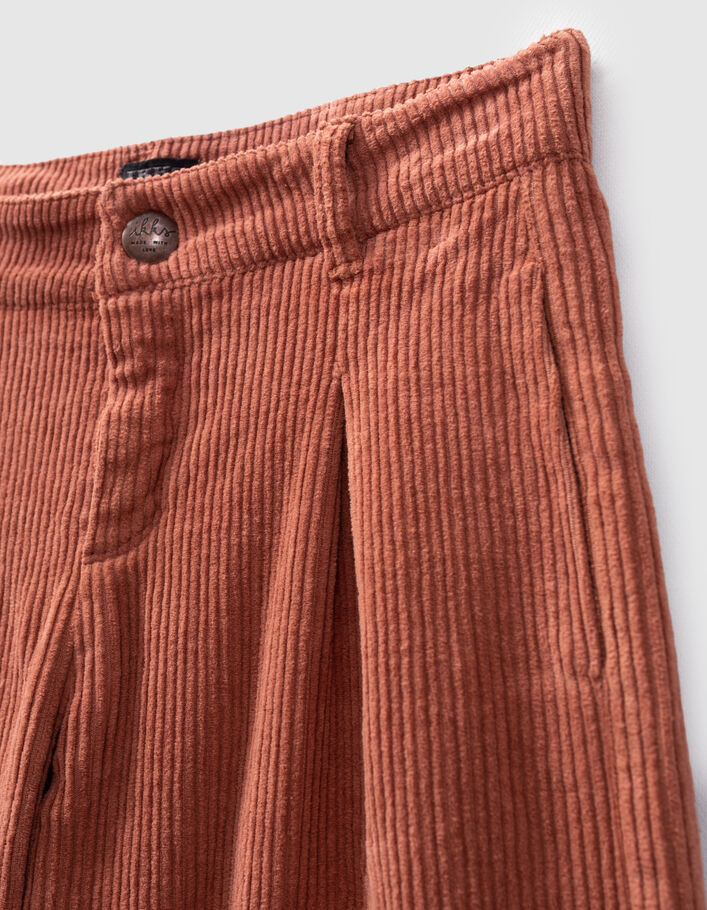 Pantalon large rose cuivré en velours côtelé fille
