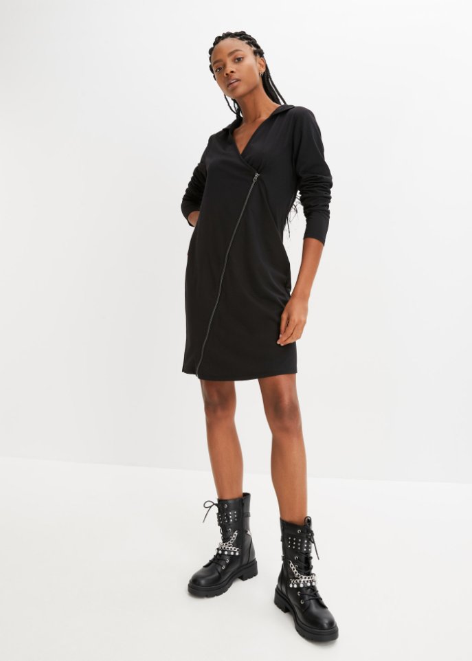 Kleid mit Reißverschluss und Kapuze