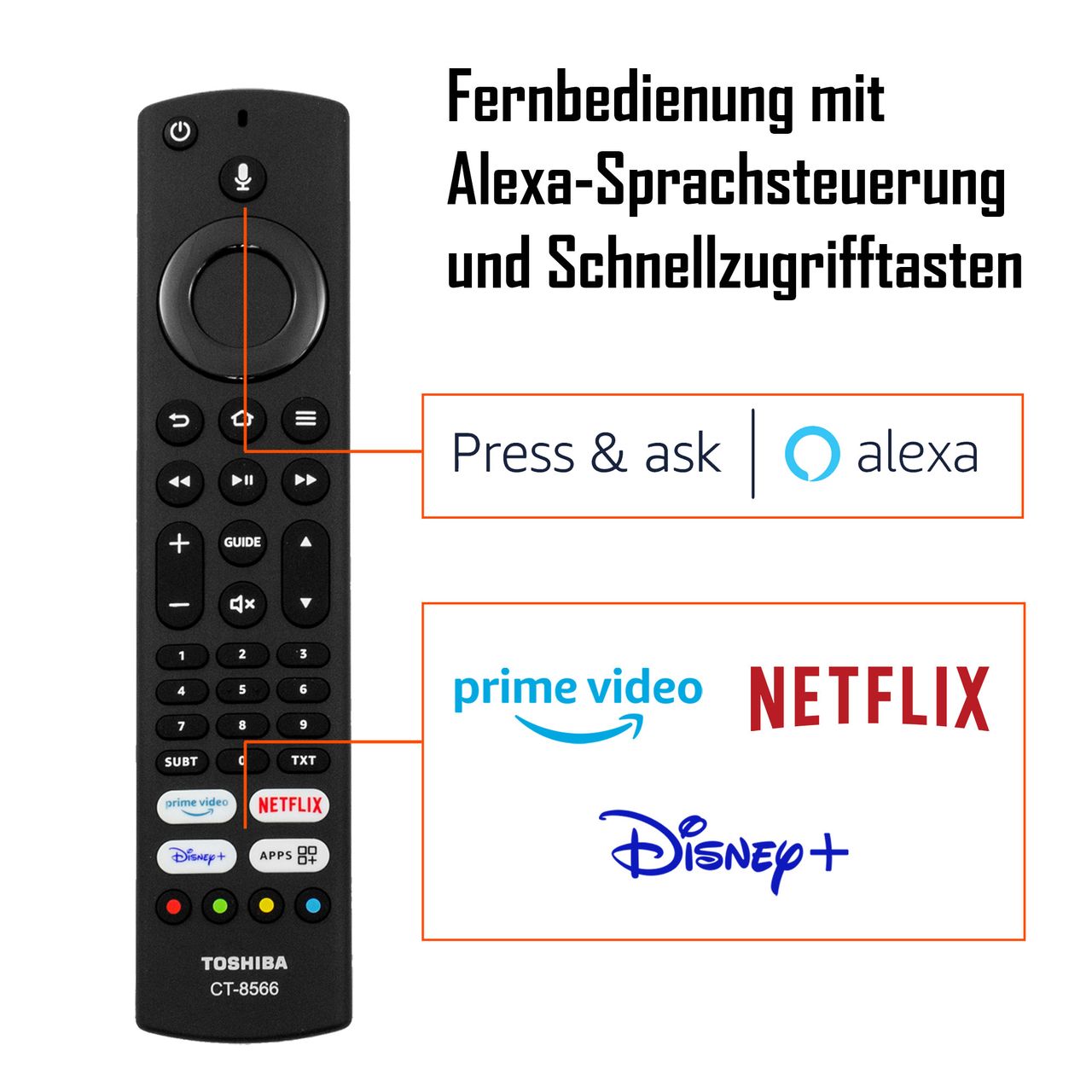 Toshiba Toshiba 55UF3D63DA 55 Zoll Fernseher / Fire TV (4K UHD, HDR, Built-In Alexa, Sound by Onkyo)