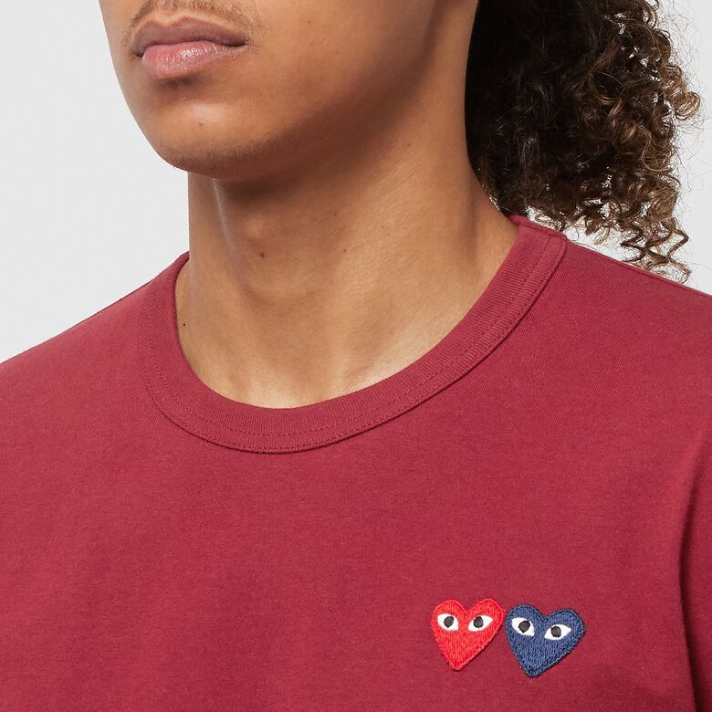 Comme des Garcons Play Play Double Heart T-Shirt burgundy