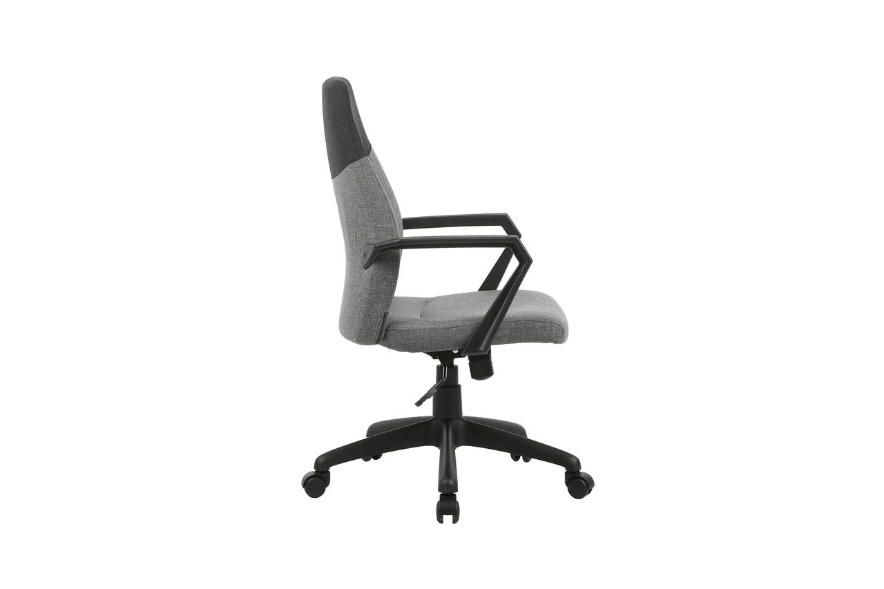byLiving EDGY Chefsessel, Kunststoff schwarz, Webstoffbezug grau Absatz schwarz