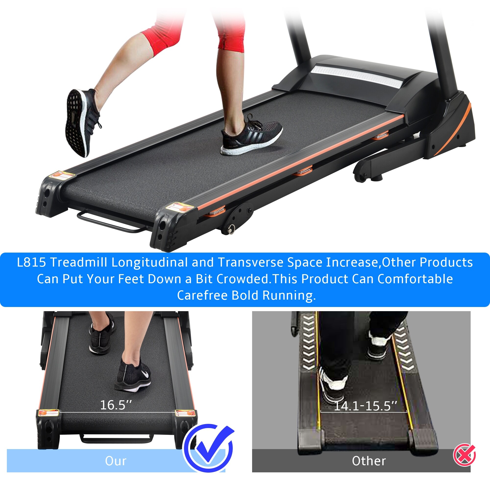 Folding Electric 3.5HP Treadmill With Incline Medium Running Machine Motorised LCD Gym 330lbs