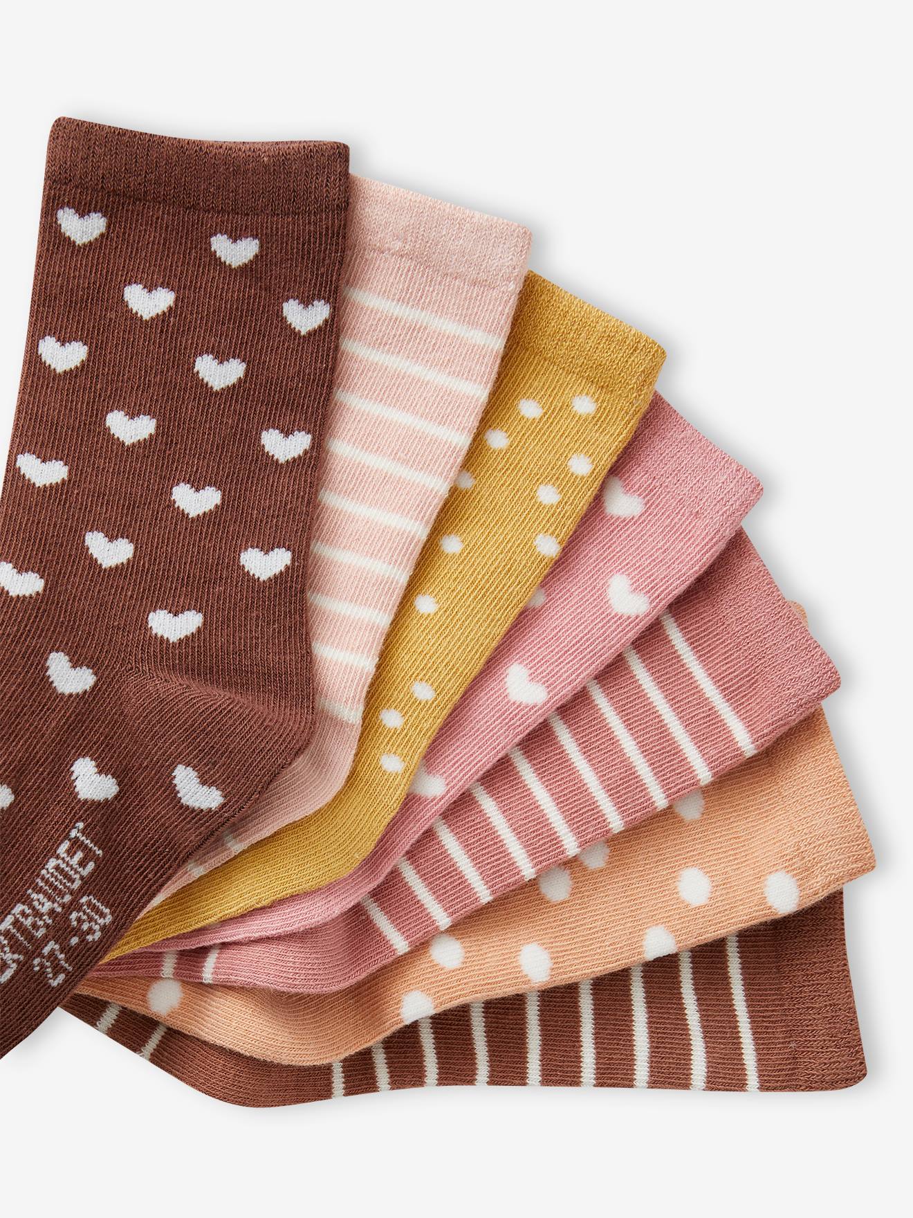 Lot de 7 paires de chaussettes fille semainier noisette