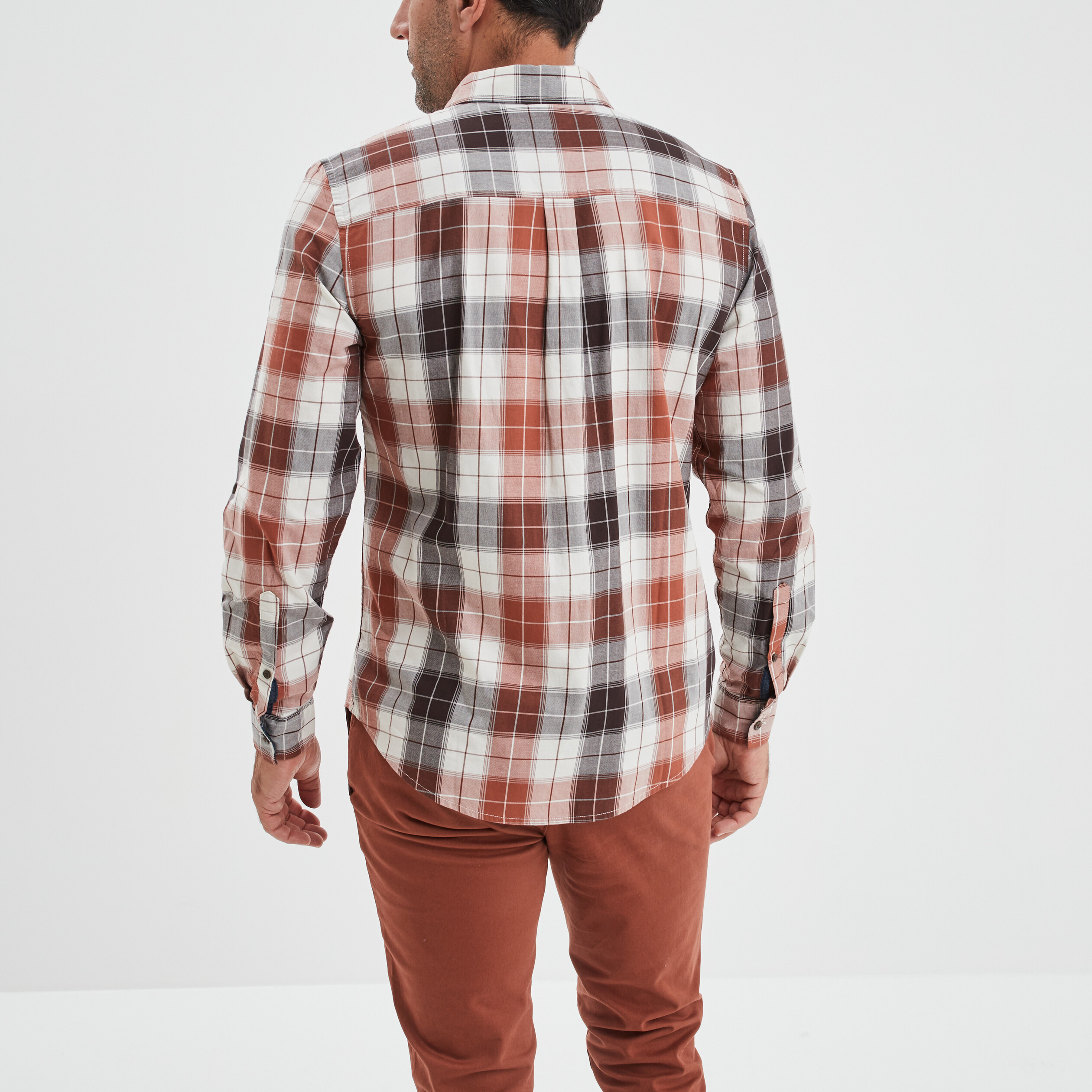 Chemise droite manches longues terracotta homme | La Halle