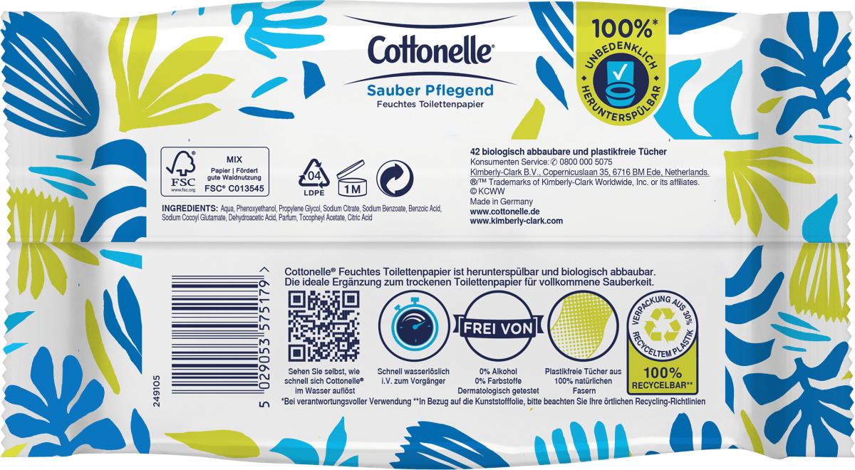 Feuchtes Toilettenpapier Sauber Pflegend, 42 St